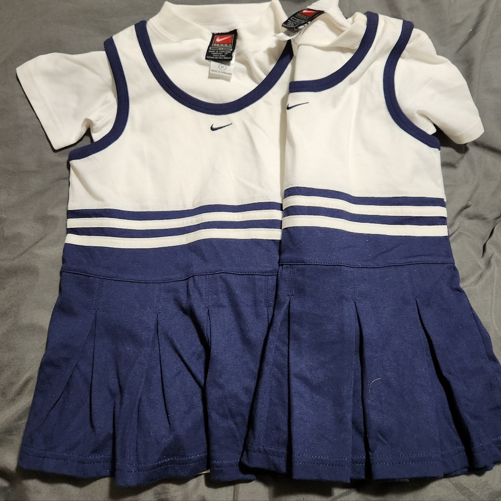 NWOT Nike White and Navy Girls' Pleated Tennis Dress - Twin Pack